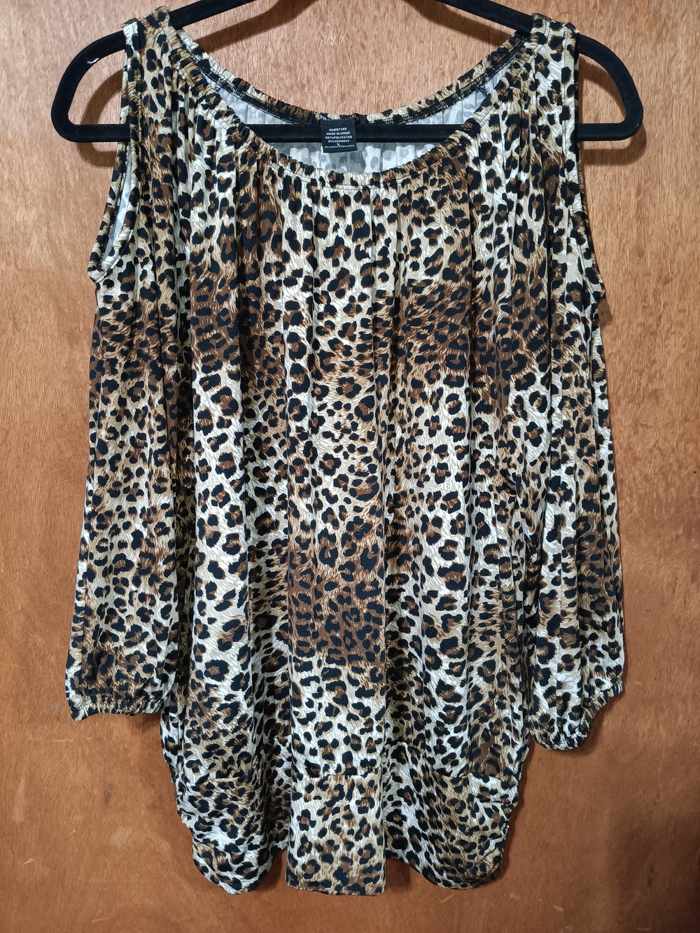 Robert Louis Leopard Print Cold-Shoulder Tunic - Brown/Black/Cream